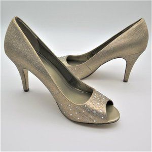 Style & Co. Gold Peep Toe Heels